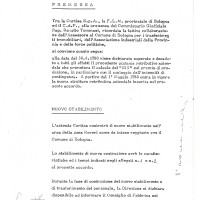 Accordo tra l’azienda, il C.d.F. ed il Commissario Giudiziale sul trasferimento nel nuovo stabilimento, 31 maggio 1980. Associazione “P. Pedrelli”-Archivio Storico della Camera del Lavoro di Bologna, Fondo Fiom-Cgil Bologna.