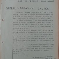Accordo sindacale, 5 luglio 1969. Associazione “Paolo Pedrelli” - Archivio Storico della Camera del Lavoro di Bologna, Fondo Fiom-Cgil Bologna.