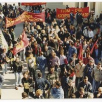 Corteo a Sasso Marconi, 10-12 aprile 2001. Archivio fotografico interno Rsu Fiom-Cgil Arcotronics.
