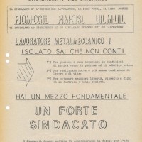 Volantino, novembre-dicembre 1968. Associazione “Paolo Pedrelli” - Archivio Storico della Camera del Lavoro di Bologna, Fondo Fiom-Cgil Bologna.
