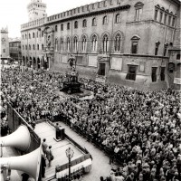 Manifestazione Regionale  per le Pensioni, 19.10.1984, Bologna, Da: Archivio fotografico Fiom Bologna.