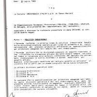 Accordo aziendale, 3 luglio 1989. Archivio Fiom-Cgil Bologna.