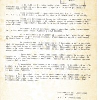 Comunicato dell’assemblea Arco di Monghidoro, 13 marzo 1980. Associazione “Paolo Pedrelli” - Archivio Storico della Camera del Lavoro di Bologna, Fondo Fiom-Cgil Bologna.