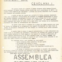 Volantino, Comunicato della FIOM-CGIL ai lavoratori della Cevolani, 1968.
Associazione “P. Pedrelli”-Archivio Storico della Camera del Lavoro di Bologna, Fondo Fiom-Cgil Bologna