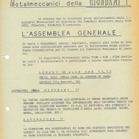Volantino, 19 giugno 1969. Associazione “Paolo Pedrelli” - Archivio Storico della Camera del Lavoro di Bologna, Fondo Fiom-Cgil Bologna.