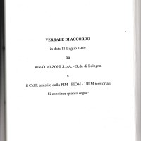 Accordo aziendale, 11 luglio 1989. Archivio Fiom-Cgil Bologna.
